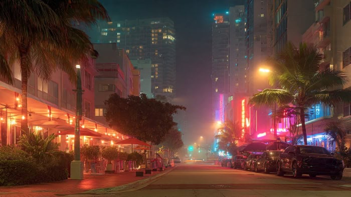 ambiente nocturno de la ciudad de miami