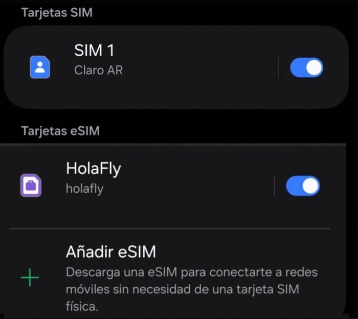 Instalación Esim en celular Samsung